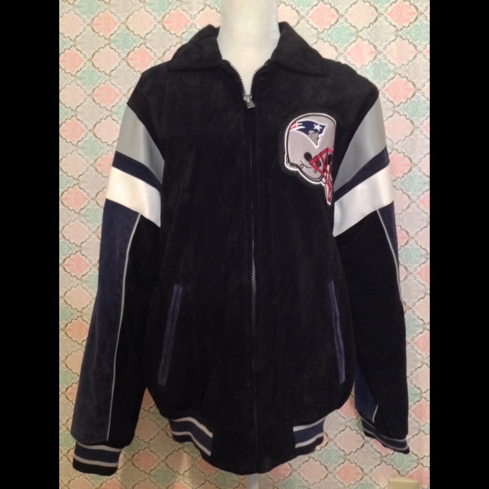 NFL NWOT leather suede PATRIOTS zip up jacket.
